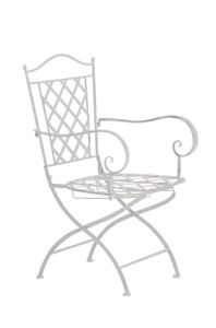 FAUTEUIL JARDIN  Chaise de jardin en fer forgé blanc vieilli avec a