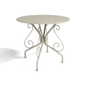 Ensemble table et chaise de jardin Table de jardin en métal façon fer forgé  - Beige 