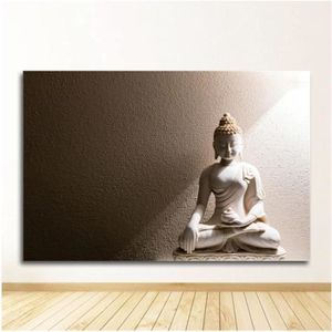Peinture - Bouddha - Dans un cadre, Argent/ Oranje, 5 panneaux, impression  premium sur