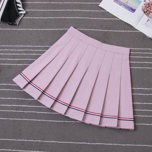 JUPE Jupe,Mini jupe plissée à rayures pour femmes, taille haute, élastique, danse, y2k - Type Pink 2