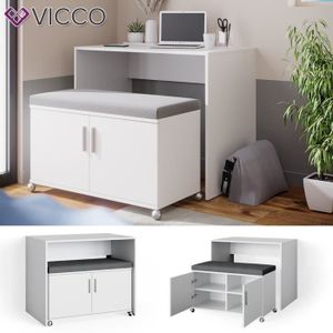 SECRÉTAIRE Bureau VICCO Flona - Table de bureau et banc capitonné - Blanc - Contemporain - Design