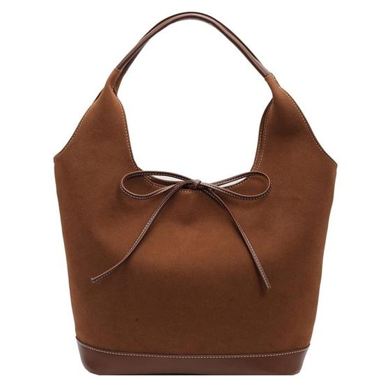 Grand Sac Fourre-tout Merona Femme - Blanc Et Marron - Doublure Noire, Poche Intérieure
