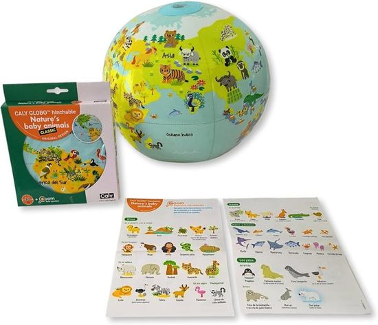 Caly Toys Wereldkaart met dieren opblaasbare bal 50 cm