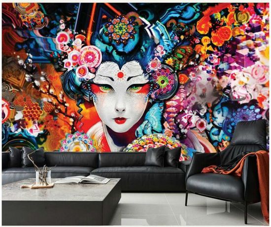 Tapisserie Murale Japonaise - Bannière Décorative Sushi Et Motifs Floraux - Tissu Coton Mélangé - Neuf