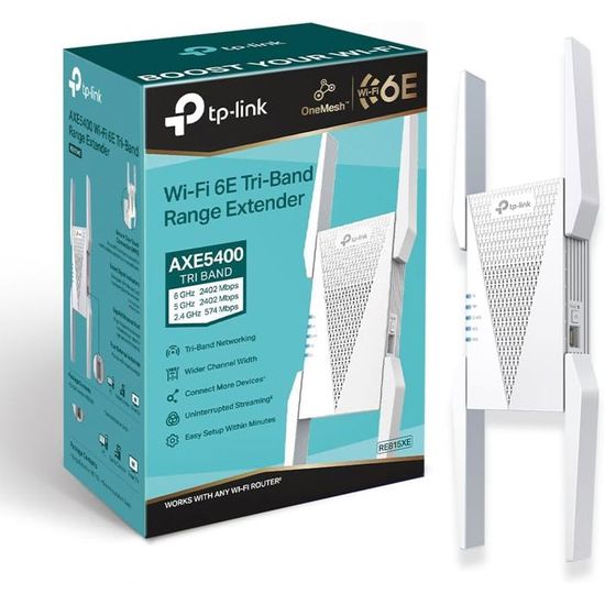 Amplificateur Signal Répéteur WiFi 6 Antennes - 1200m² | 2 Ports LAN, Plug-and-Play | Maison/Bureau Répéteur WiFi 1200m²