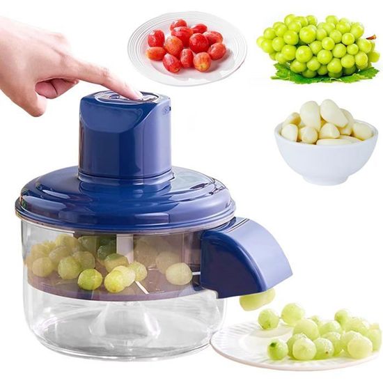 Éplucheur électrique Rechargeable USB Pour Raisins, Tomates Cerises, Ail - Lame Inox Amovible, 50W, Bleu