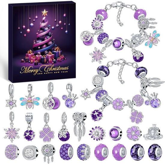 Encuryna Lot De 12 Bracelets De Noël Calendrier De L'Avent - Bijoux Réglables Lumineux Pour Couple Et Famille