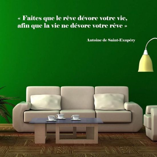 Stickers Citation Saint Exupery Motivationgris 35 X 180 Cm Cdiscount Maison