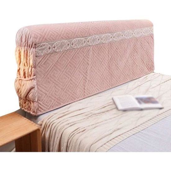 Housse De Tête De Lit En Velours Épais - Couvre-Tête De Lit Élastique Gris - Protection Et Décoration