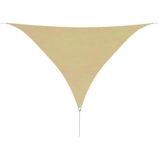 Voile D'ombrage Triangulaire 4x4x4m En Tissu Oxford - Imperméable, Protection UV, Fixation Acier - Pour Terrasse, Jardin, Balcon - Beige - 8