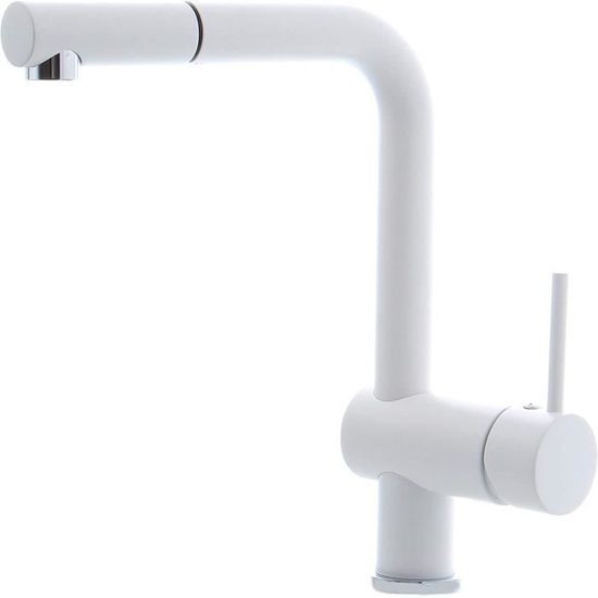 Mitigeur Cuisine Kludi Scope XL – Chrome/blanc, Pivotant, Laiton, Moderne