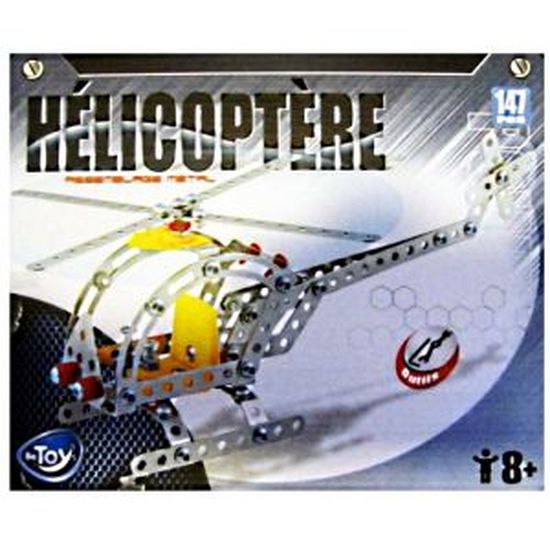 JEU DE CONSTRUCTION HELICOPTERE EN METAL 147 PIECES OUTILS BRIQUE