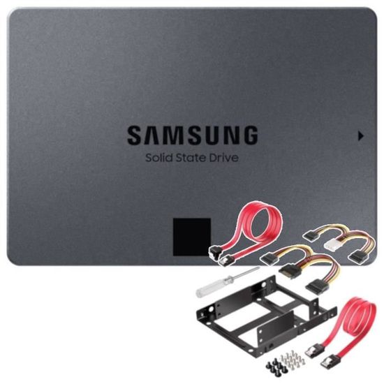 SAMSUNG Disque SSD Interne - 860 QVO - 1To + Adaptateur SSD / HDD 2,5" à 3,5" (Kit complet)