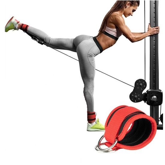 Sangle De Cheville Pour Poulie De Musculation - Double Anneaux En D, Réglable, Pour Abdos, Fessiers, Jambes