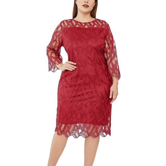 Robe élégante col rond à paillettes