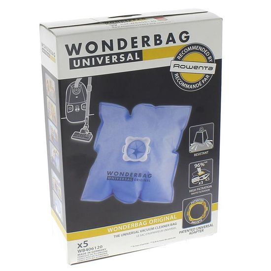 Sacs aspirateur wonderbag par 5 pour Aspirateur Calor, Aspirateur Moulinex, Aspirateur Rowenta, Aspirateur Tornado, Aspirateur