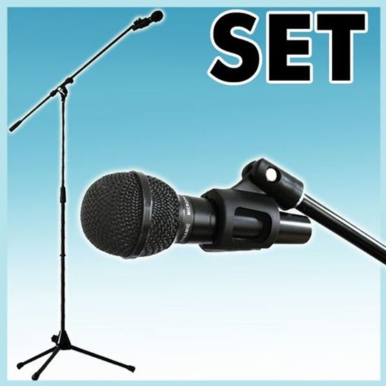 SkyTec MS10K - Microphone vocal avec pied de microphone réglable en hauteur  - Cdiscount TV Son Photo
