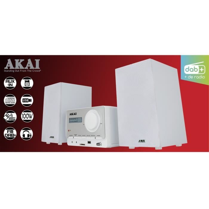 MICRO-CHAÎNE STÉRÉO - LECTEUR CD - RADIO DAB+&FM – USB - MICRO SD - BLANCHE - AKAI