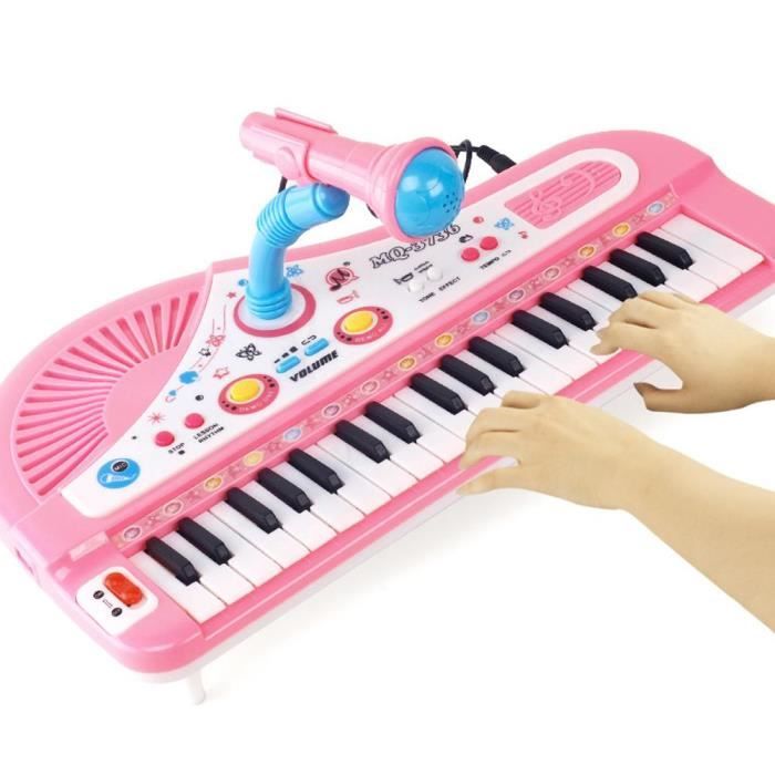 37 Instrument de piano électrique à clavier avec jouet éducatif pour enfants (rose)