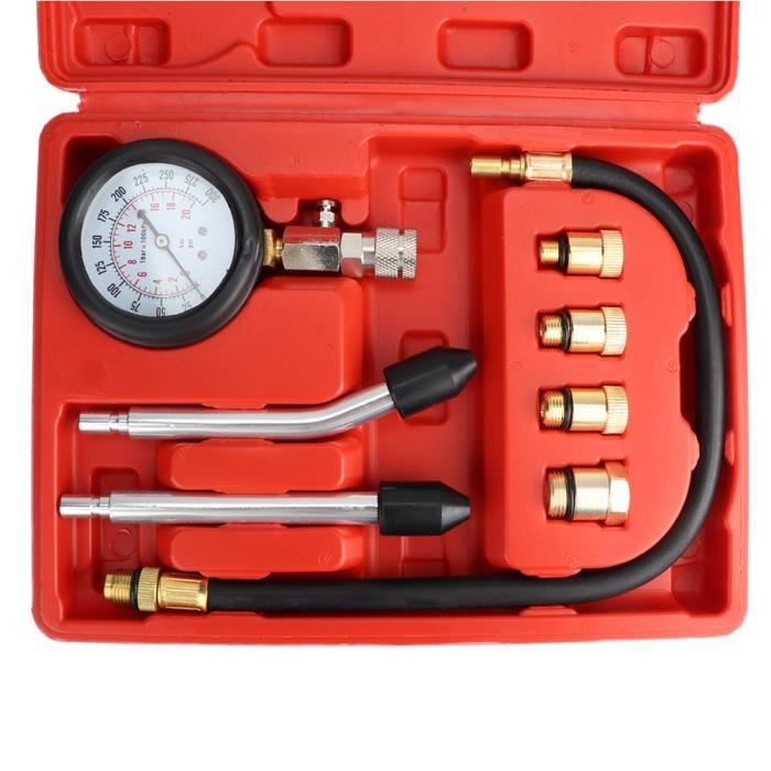 COC Coffret nettoyage Testeur de compression de moteur de système jauge de pression d'huile de voiture universelle 8pcs