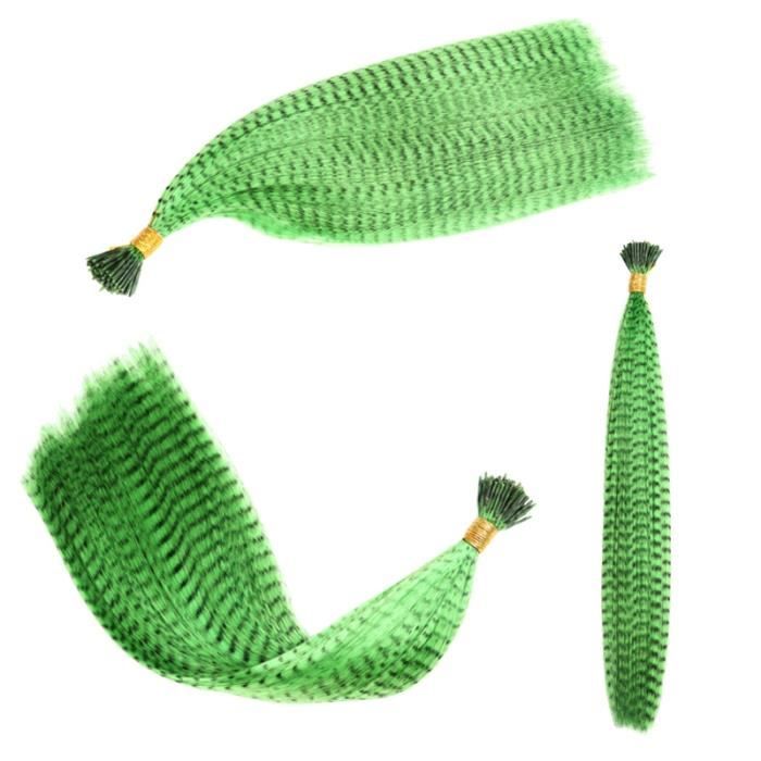 XMF-10 16 pouces -Mèches colorées pour extensions de cheveux synthétiques, fausse plume arc en ciel