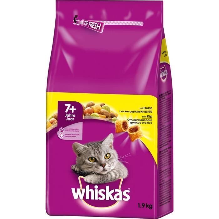 Whiskas 7 + Senior Nourriture pour chat Poulet, 1,9 kg 447440