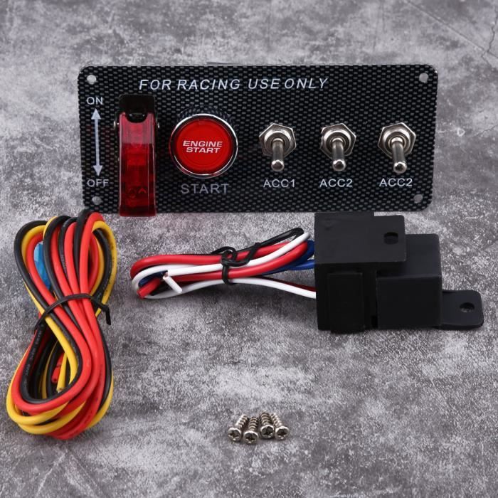 12V Panneau d'Allumage Commutateur Moteur de Voiture Course Bascule en Fibre de Carbone