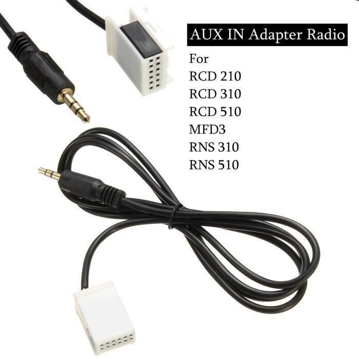 Aux Line IN Adaptateur Câble 3.5mm Jack Plug Pour Voiture VW RCD 310 510 Series L06693