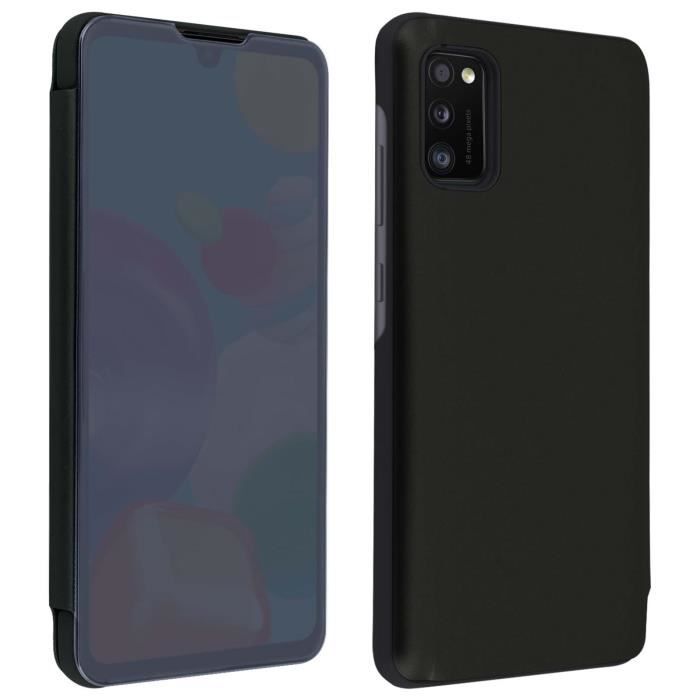 Housse Galaxy A41 Étui Clapet translucide Design Miroir Support Vidéo noir Noir