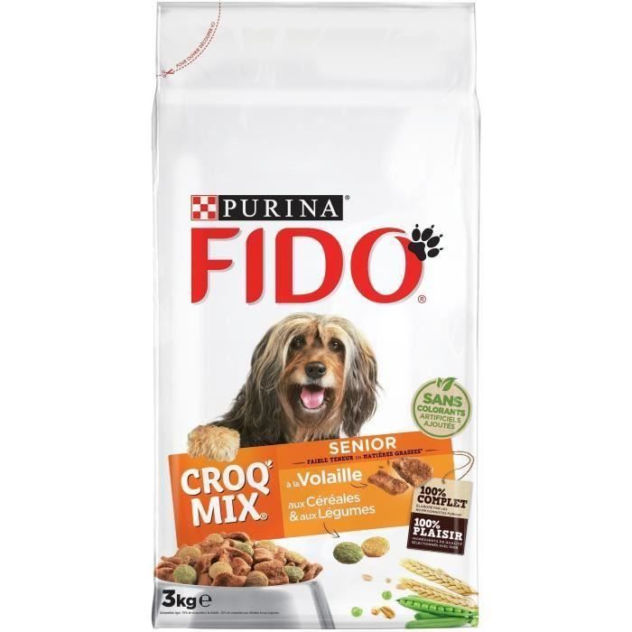 FIDO Croquettes aux viandes, céréales et légumes - Pour chien sénior - 3 x 3 kg