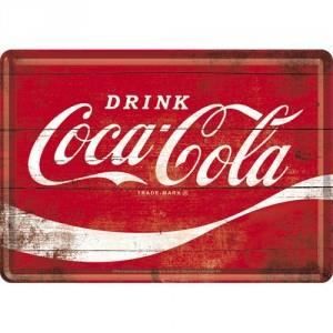 Plaque en métal 14 X 10 cm : Coca-Cola logo classique