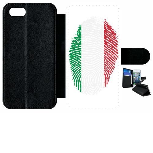 Etui a rabat - Plastique - Noir Apple iPhone 7 58 EMPREINTE DIGITALE DRAPEAU ITALIE ITALY