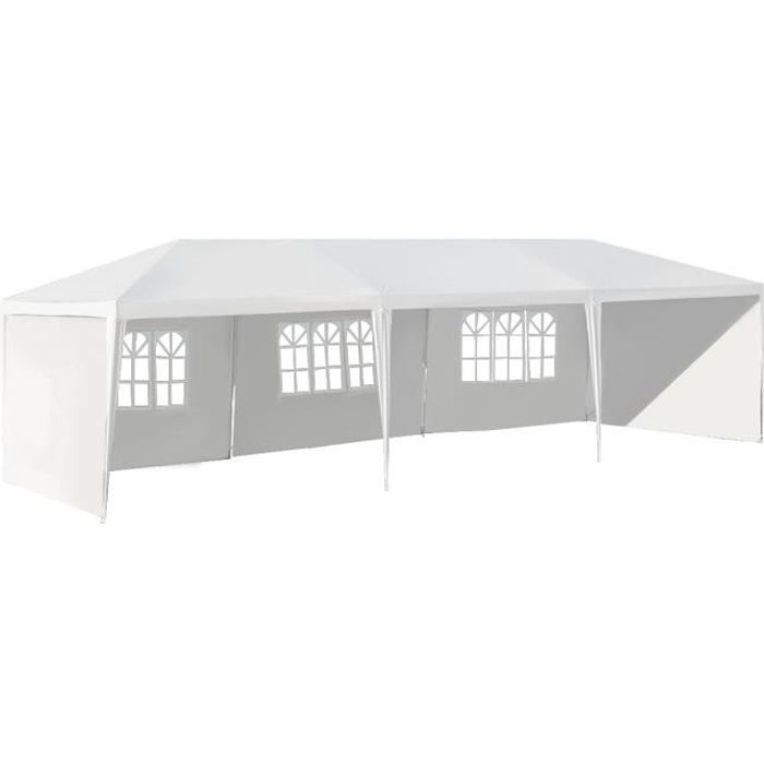GIANTEX Tente de Réception,Tonnelle de Jardin Pliable 3 x 9M avec Fenêtres Chapiteau,5 Murs Amovibles pour Fêtes de Mariage,BBQ