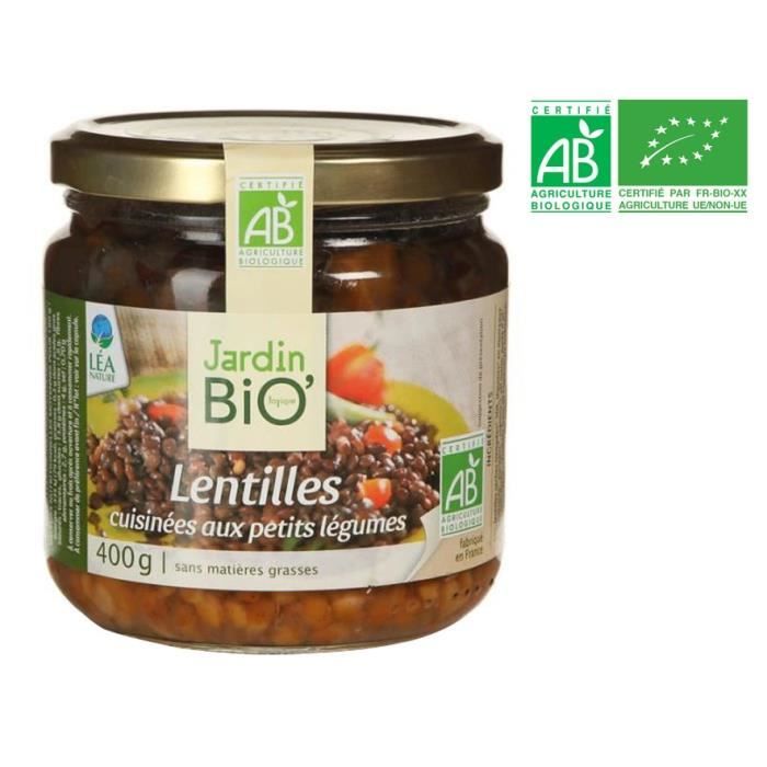 JB LENTILLES CUISINEES LEGUMES BIO* 400.000 GR Jardin Biologique