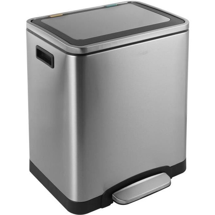 KITCHEN MOVE Poubelle à pédale tri sélectif PORTOLA - 30L - Inox