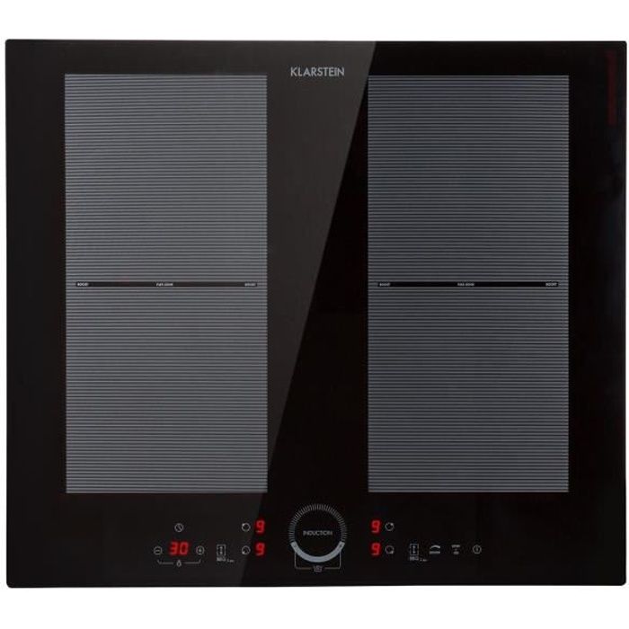 Klarstein Delicatessa 60 Table de cuisson à induction encastrable - 4 zones - Puissance 7000W - design luxe vitrocéramique noire