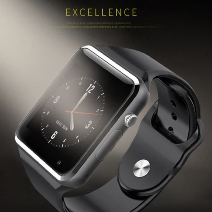 Montre avec caméra intelligente à écran tactile avec fente pour carte Sim podomètre Fitness Tracker montre de téléphone