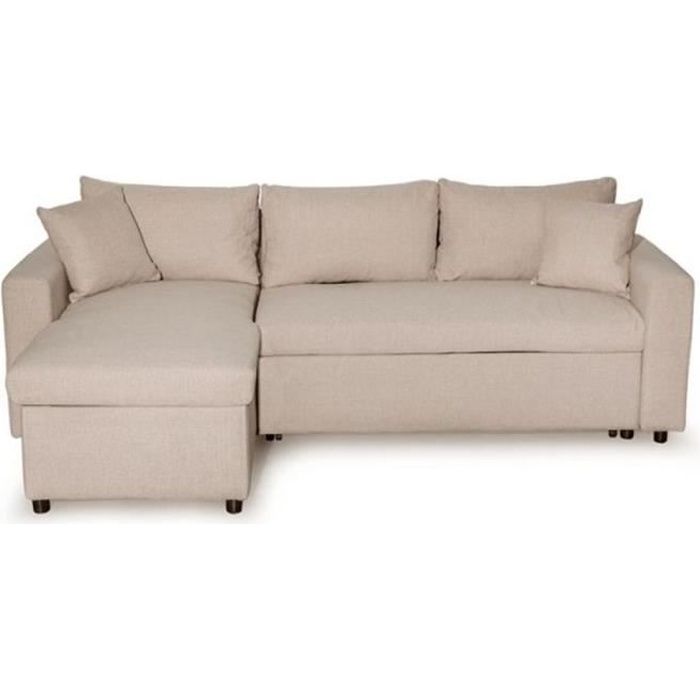 Canapé d'angle Beige Tissu Moderne