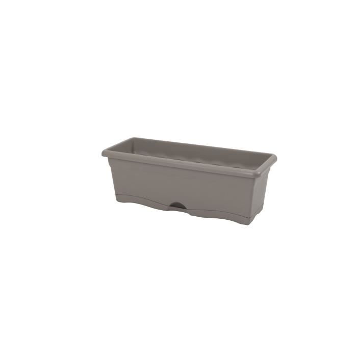 PLASTIKEN Jardinière rectangulaire 50 x 20 Cm + Plateau Collection TERRA - Taupe