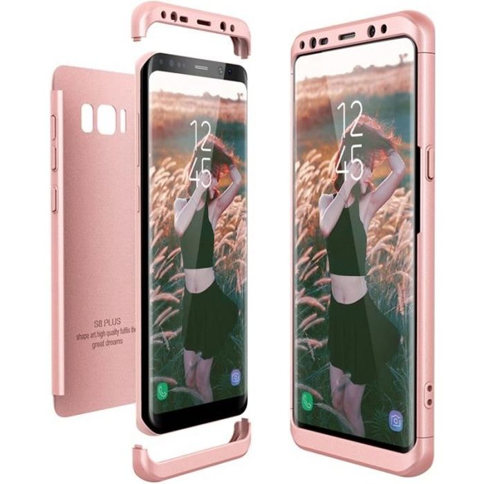 Coque Samsung Galaxy S8 Plus Cas dur PC 3 en 1 Rose Gold