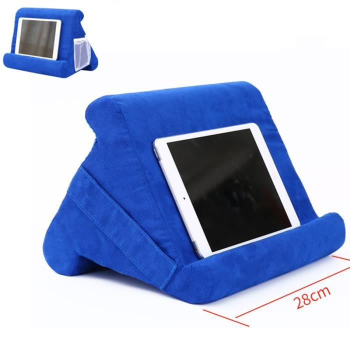 Coussin de Support Pour Tablette/Telephone,Tablette Porte Livre ,Support de lecture de tablette,Lecture Lit Soutien Coussin,Bleu
