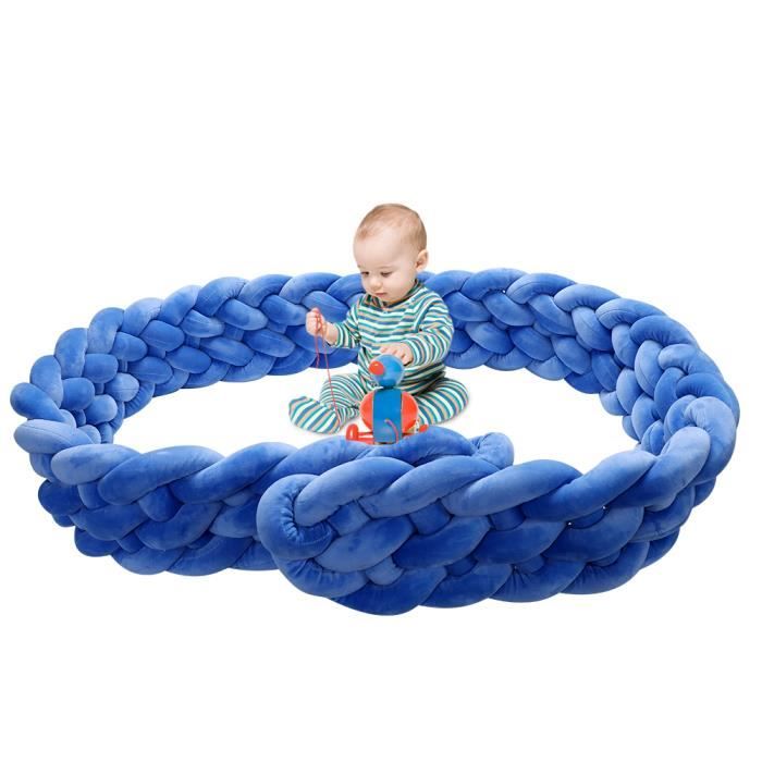 Tour de lit bebe 300cm MERKMAK - tour de lit tresse bebe fille et les garçon coussin serpent bébé rouge-orange-3