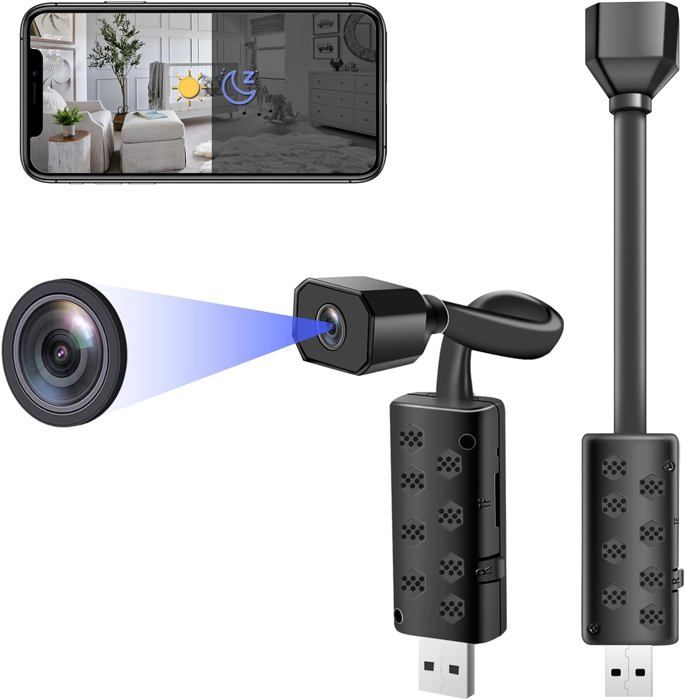 Nisanuki Caméra Espion WiFi 5G Camouflée Dans Chargeur USB - Mini Caméra 1080P Détection Mouvement Tuya