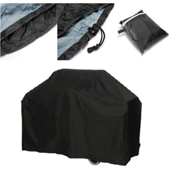 Housse Barbecue Noir 145x61x117cm - Étanche Et Anti-UV - Avec Corde De Serrage - Pour Protection Extérieur