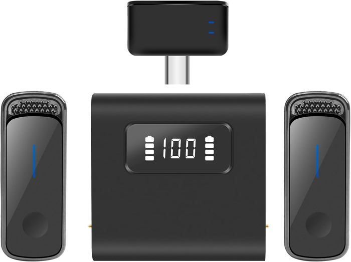 Micro Cravate Sans Fil Double Pour IPhone/Android/Caméra/PC - Mini Micro Lavalier Réduction Bruit 20m, Plug & Play Pour Vlog, YouTube, Podcast, TikTok