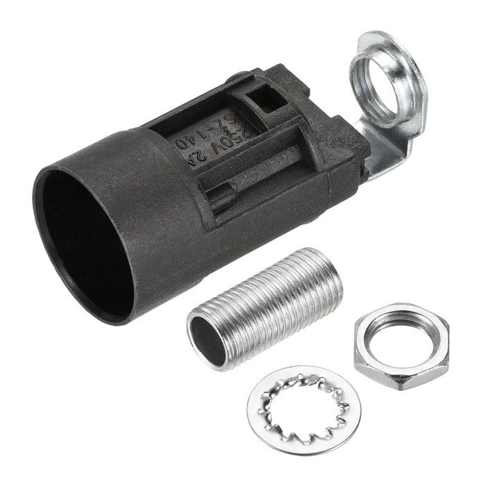 Sourcing Map E14 Ampoule Douille Plastique Lampe Douille Noir 23x100mm Avec M10 Fileté Lampe Tuyau Écrou Pour E14 Ampoule Paquet De 6