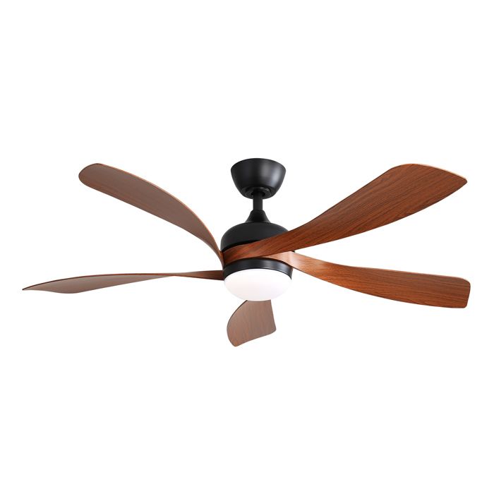 Ventilateur Plafond Silencieux LED 18W Tricolore 5 Lames en ABS 6 Vitesses Télécommande-Mode Hiver-Été-Moteur CC 132cm