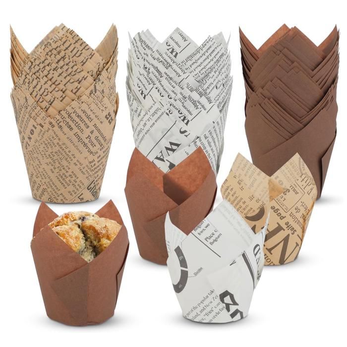 150 Pcs Caissettes Muffins Papier Tulipe - 3 Couleurs Élégantes Pour Cupcakes Et Pâtisseries