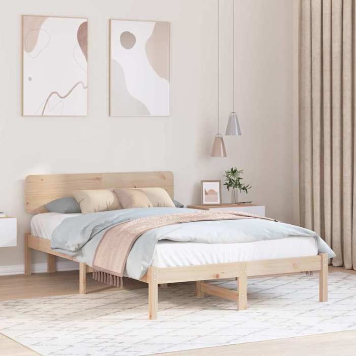 Cadre de lit Naturel 140 x 190 cm Bois massif en pin-Mothinessto12769