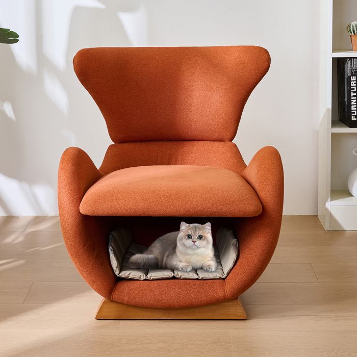 Fauteuil Requin-Baleine - MODERNLUXE - Rouge - Tissu Anti-Rayures - Cachette Animaux